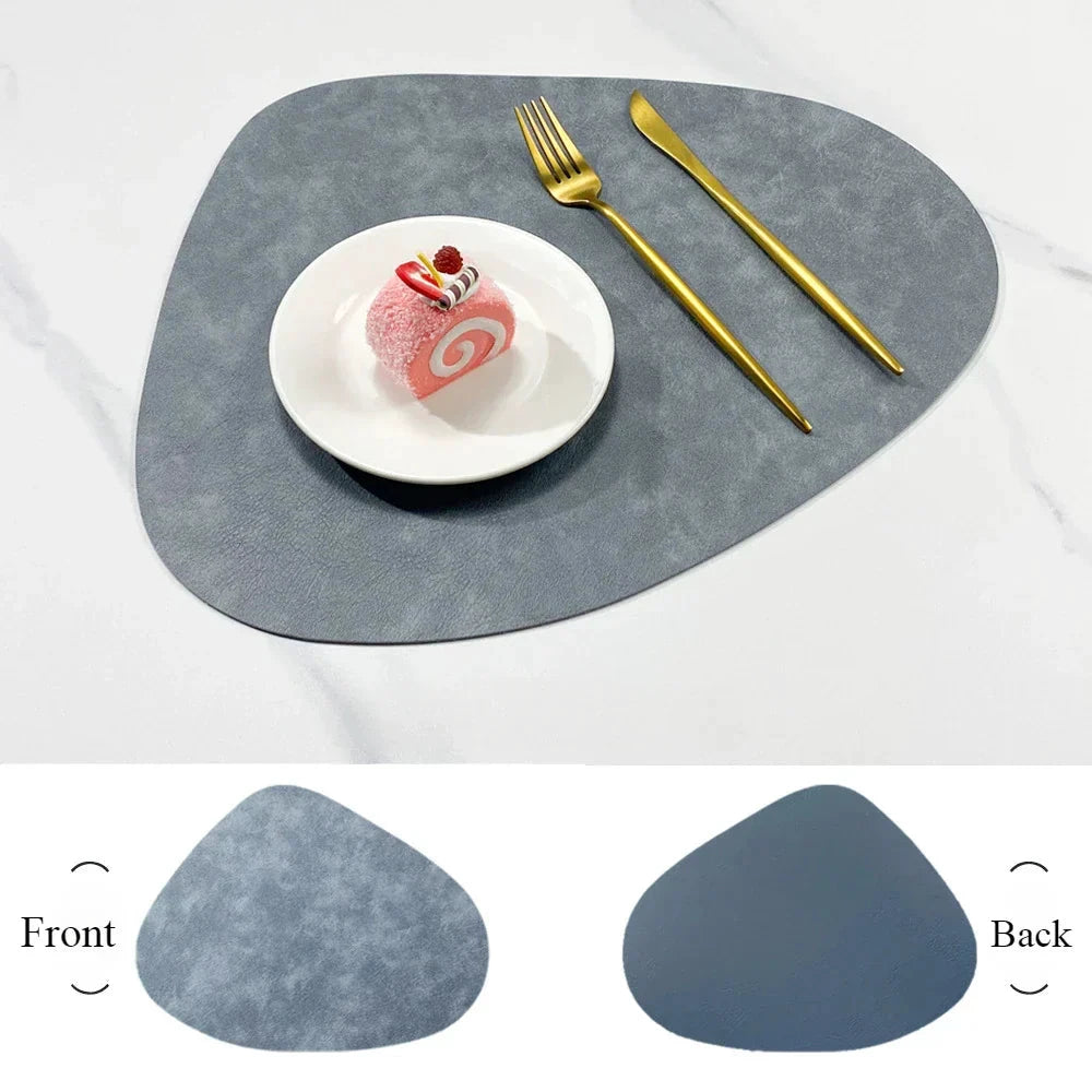 Double-Sided Anti-Slip Cowhide Leather Water-Drop Placemat Table Mat by Bowlift