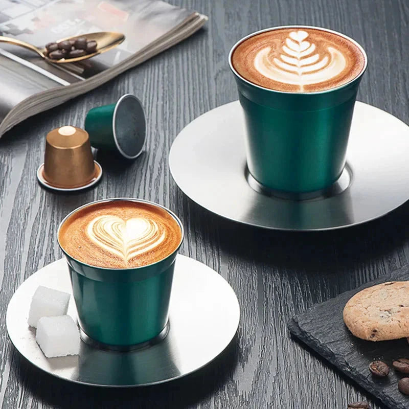 Double Wall Insulated Stainless Steel Espresso Cup Capsule Coffee Mug by Bowlift