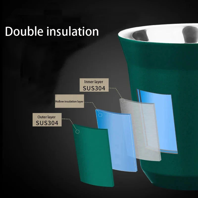 Double Wall Insulated Stainless Steel Espresso Cup Capsule Coffee Mug by Bowlift