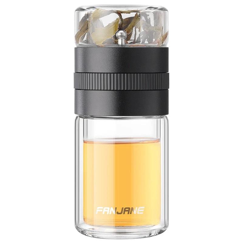 Double Wall Tea Glass Bottle Water Bottles With Tea Infuser Tumbler by Bowlift