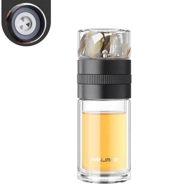 Double Wall Tea Glass Bottle Water Bottles With Tea Infuser Tumbler by Bowlift