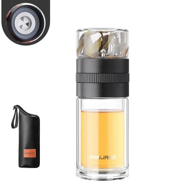 Double Wall Tea Glass Bottle Water Bottles With Tea Infuser Tumbler by Bowlift