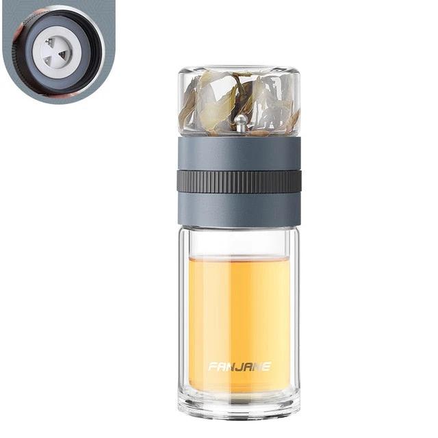 Double Wall Tea Glass Bottle Water Bottles With Tea Infuser Tumbler by Bowlift