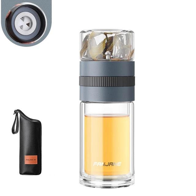 Double Wall Tea Glass Bottle Water Bottles With Tea Infuser Tumbler by Bowlift