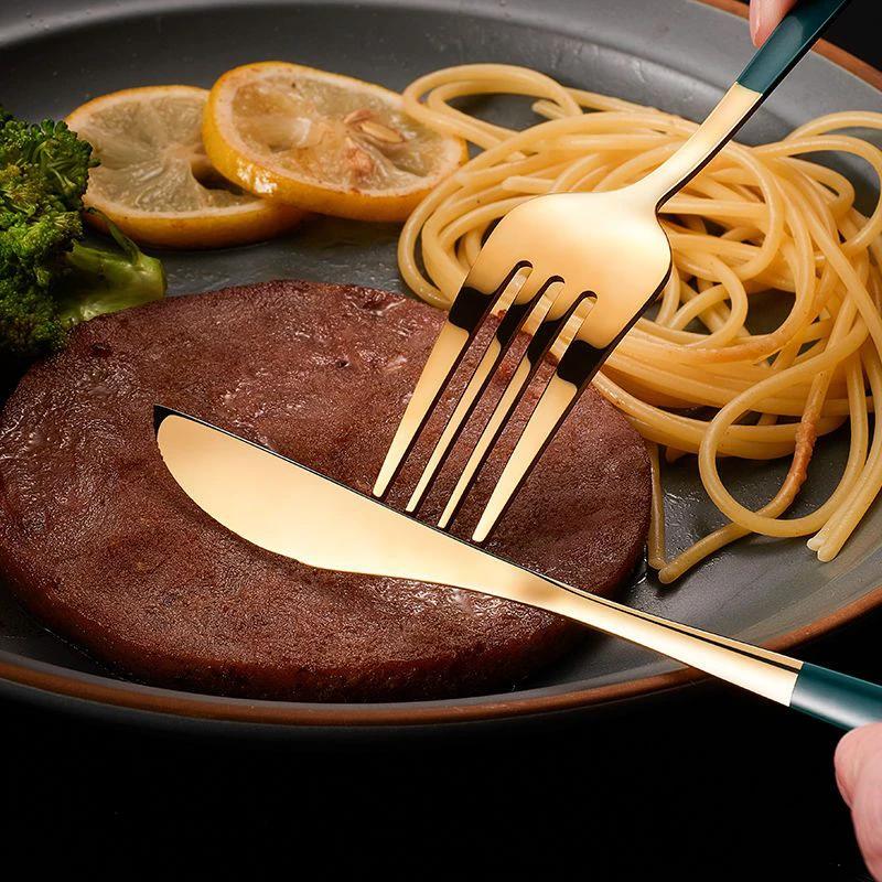 Stainless Steel Premium Dinnerware Set - Includes Steak Knife, Fork, Coffee Spoon, Teaspoon and Flatware Bowlift by Bowlift