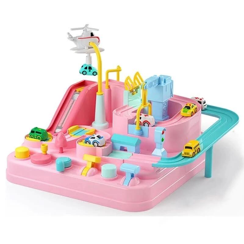 Interactive city playset with cars & helicopter for children aged 3+ by BowLift
