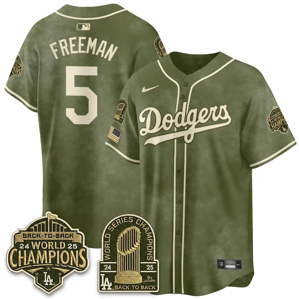 LAD New Era Olive 2026 Armed Forces Day Jersey -All Stitched by Los Angeles Dodgers