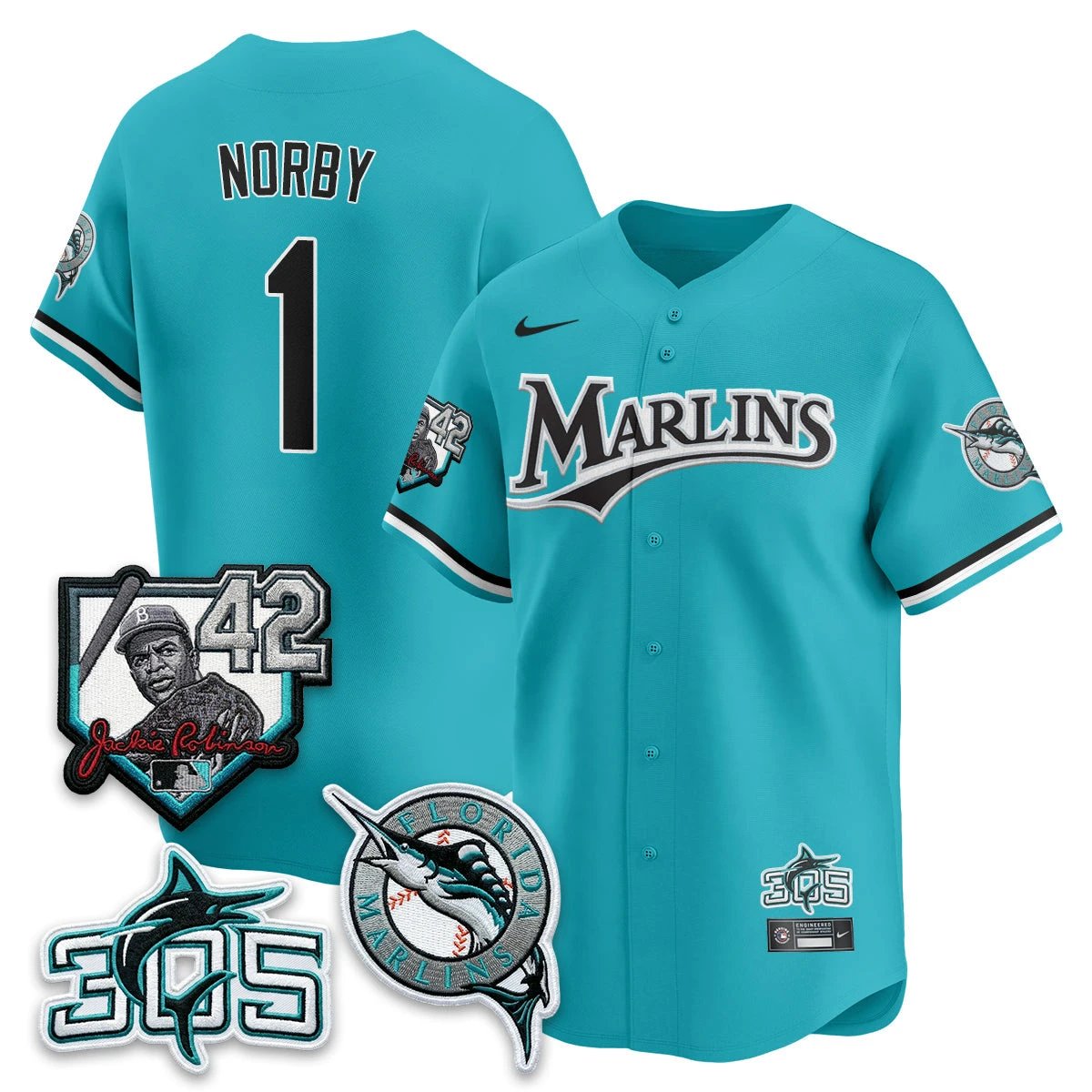 MIA 2026 Throwback Jackie Robinson New Era Vapor Limited Jersey - All Stitched by Miami Marlins