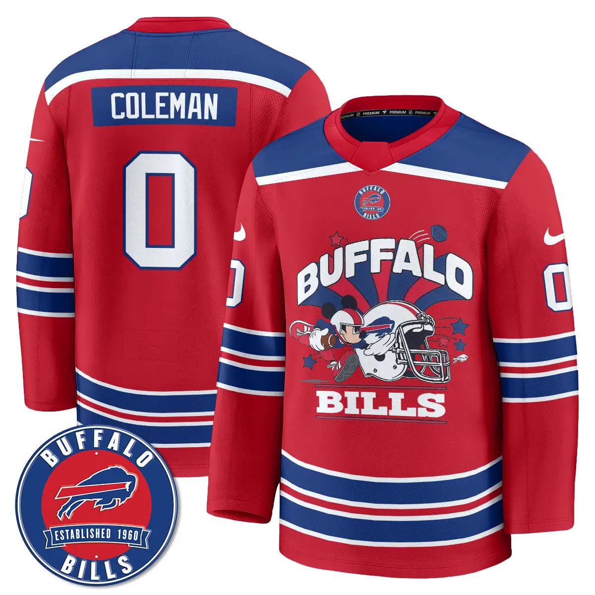BUF x Cartoon Mouse Edition Hockey Jersey - Printed by Buffalo Bills