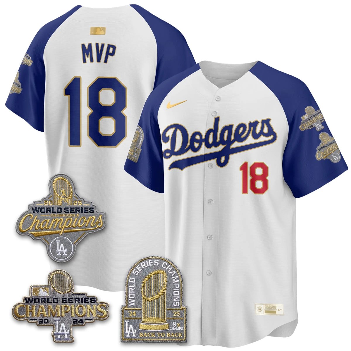 Los Angeles Dodgers Gold Collection Stadium Vapor Limited Jersey - Back to Back 9x Champs - All Stitched by Los Angeles Dodgers