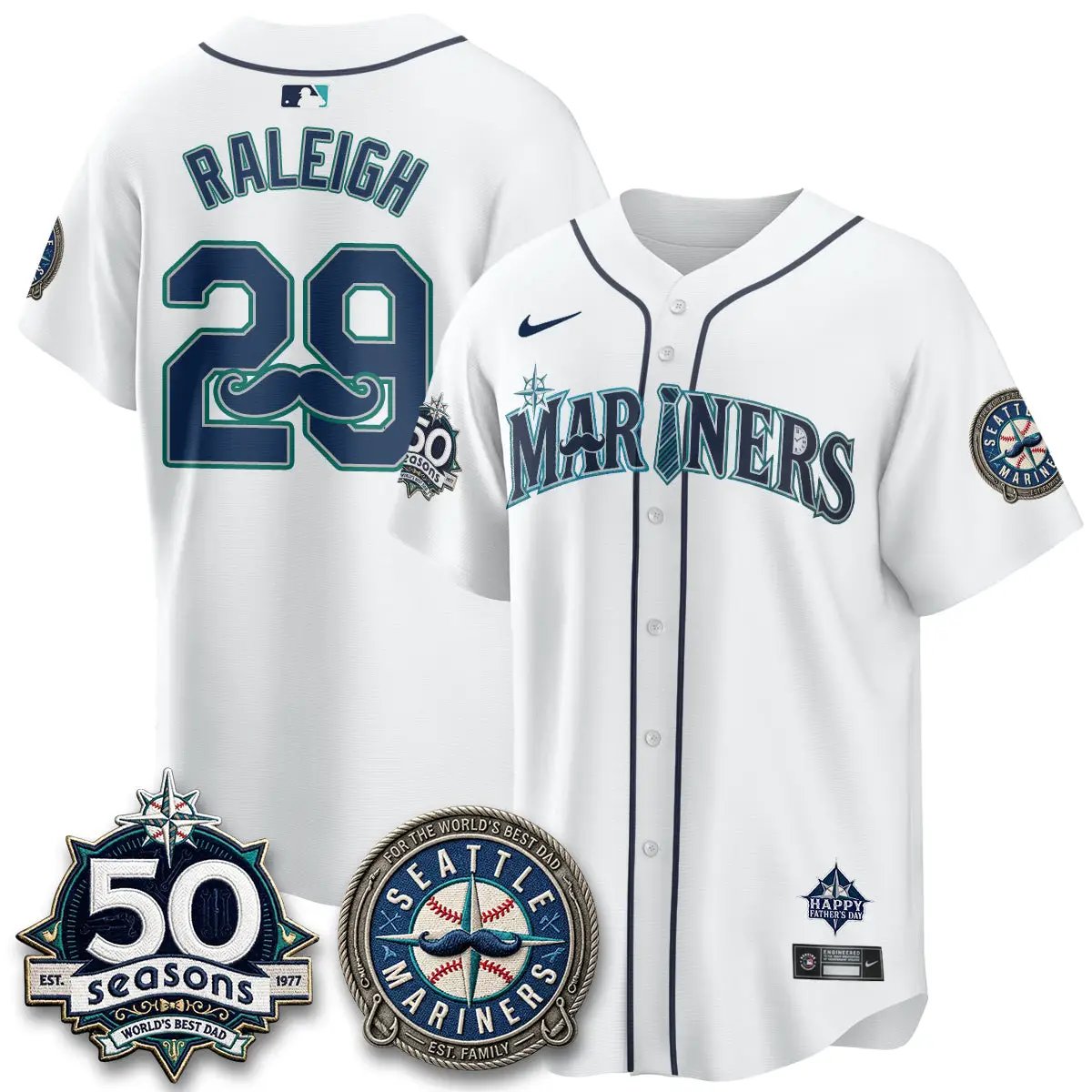 Seattle Mariners Happy Father's Day Vapor Jersey - Stitched by Seattle Mariners