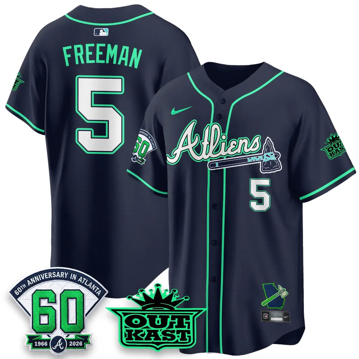 ATL x Atliens Cool Base Galaxy Version Jersey - Stitched (2) by Atlanta Braves