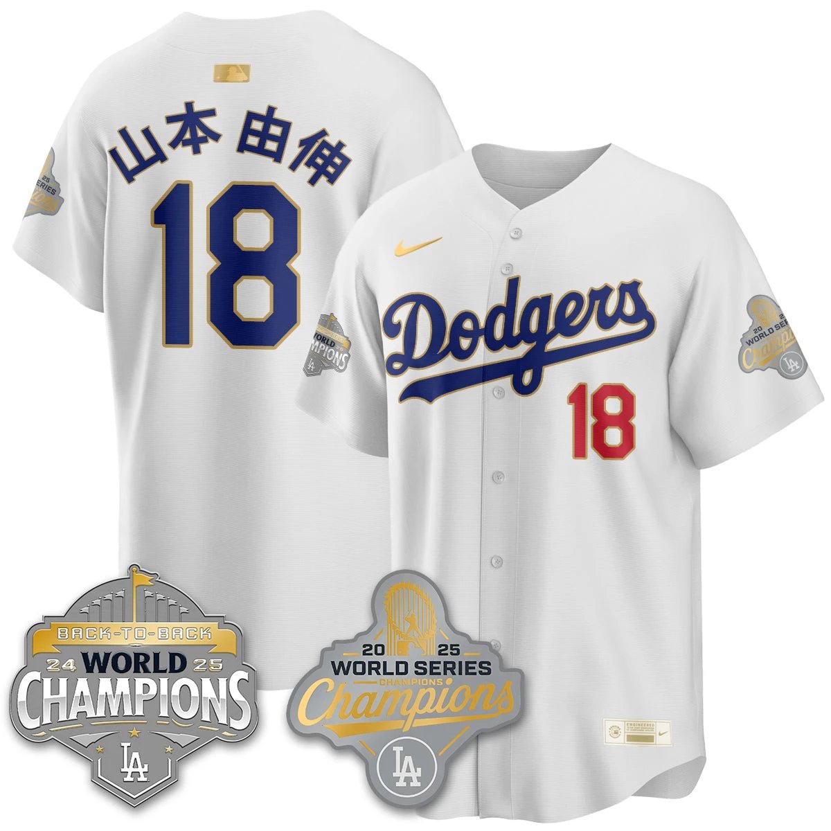 LAD Gold Collection Stadium Vapor Limited Jersey - B2B Champs - All Stitched by Dodgers