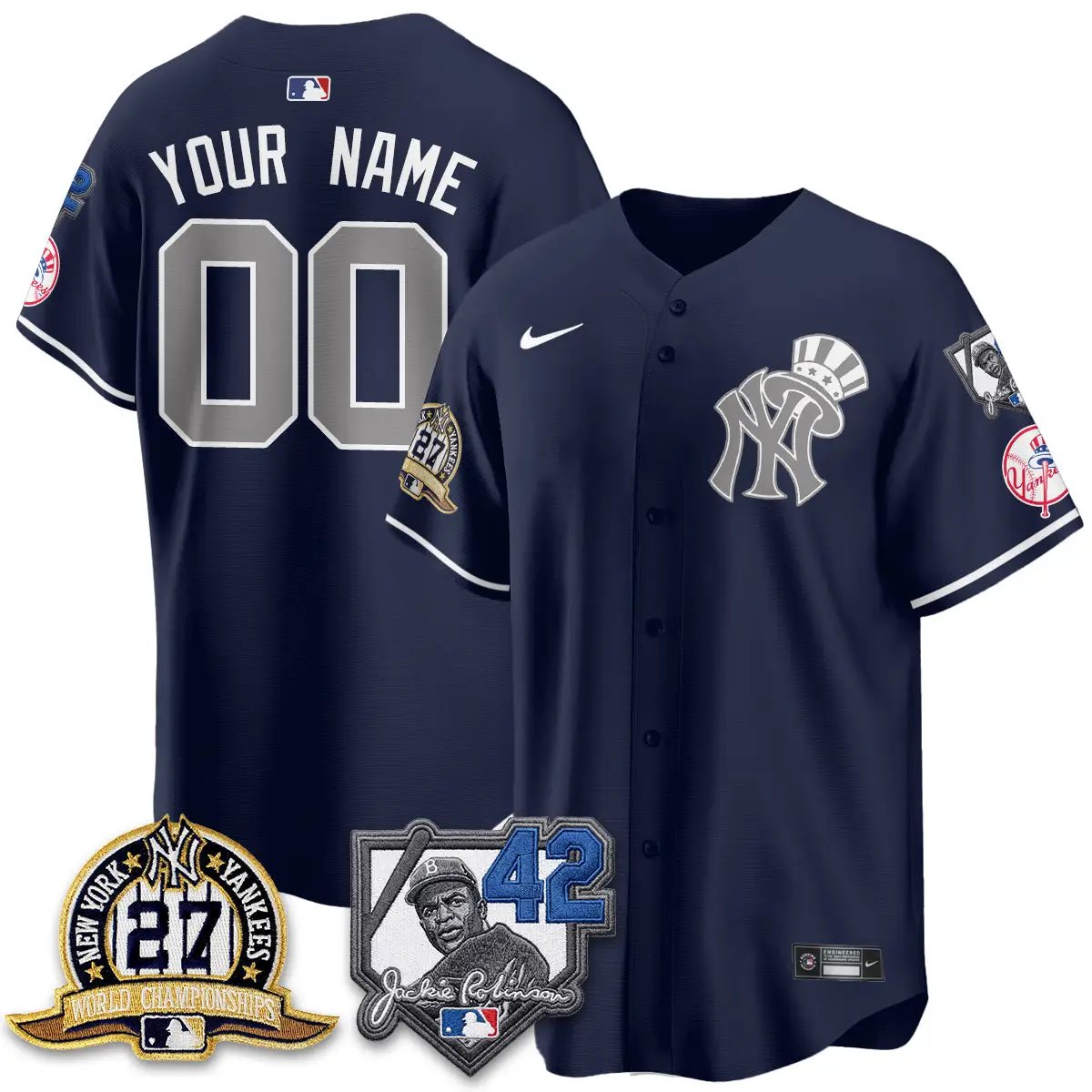 New York Yankees 2026 Jackie Robinson Day Vapor Limited Gold Edition Custom Jersey - All Stitched - V2 by New York Yankees