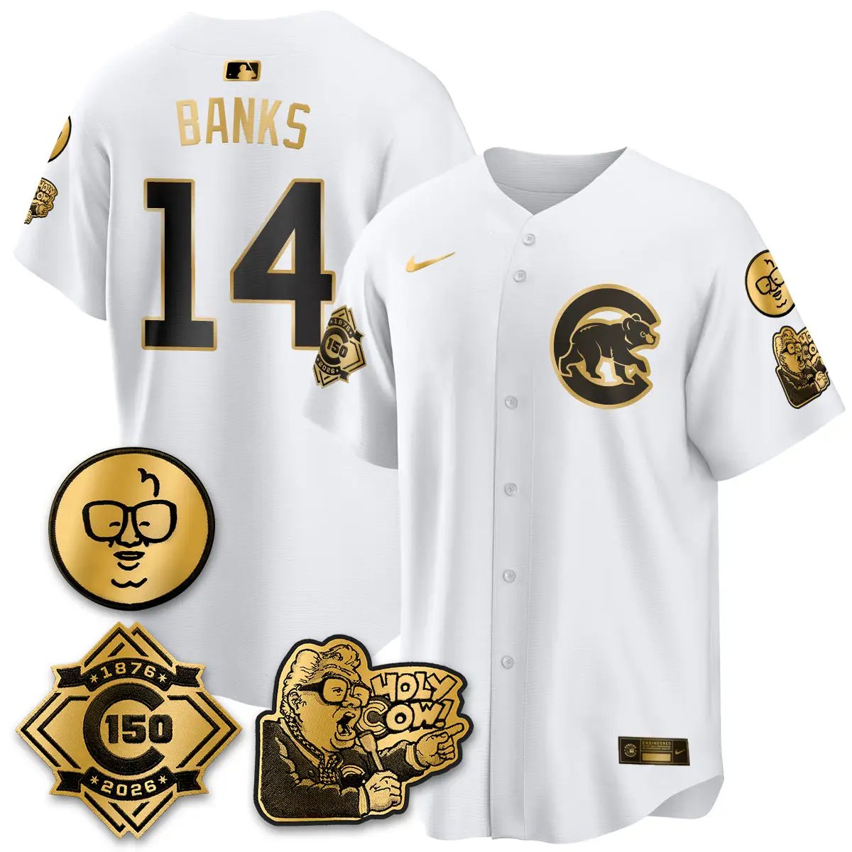 CHC 150th Anniversary Harry Caray Holy Cow Vapor Premier Limited Jersey - All Stitched V3 by Chicago Cubs