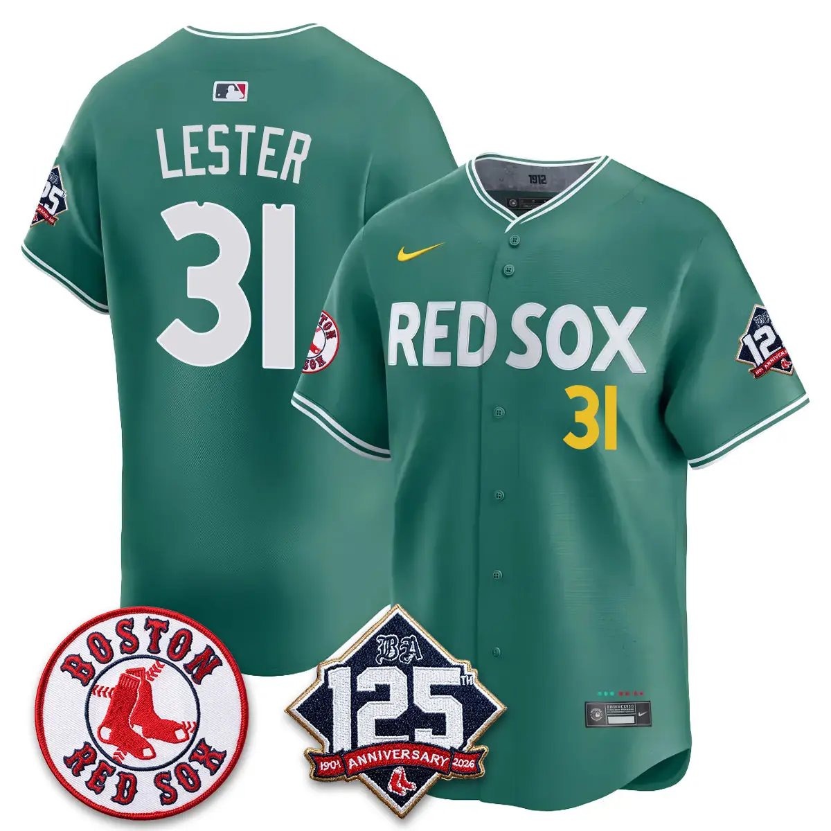 Boston Red Sox 125th Anniversary Patch Vapor Jersey - Stitched by Boston Red Sox