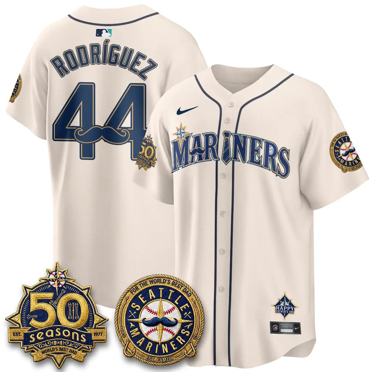 Seattle Mariners Happy Father's Day Vapor Jersey - Stitched by Seattle Mariners