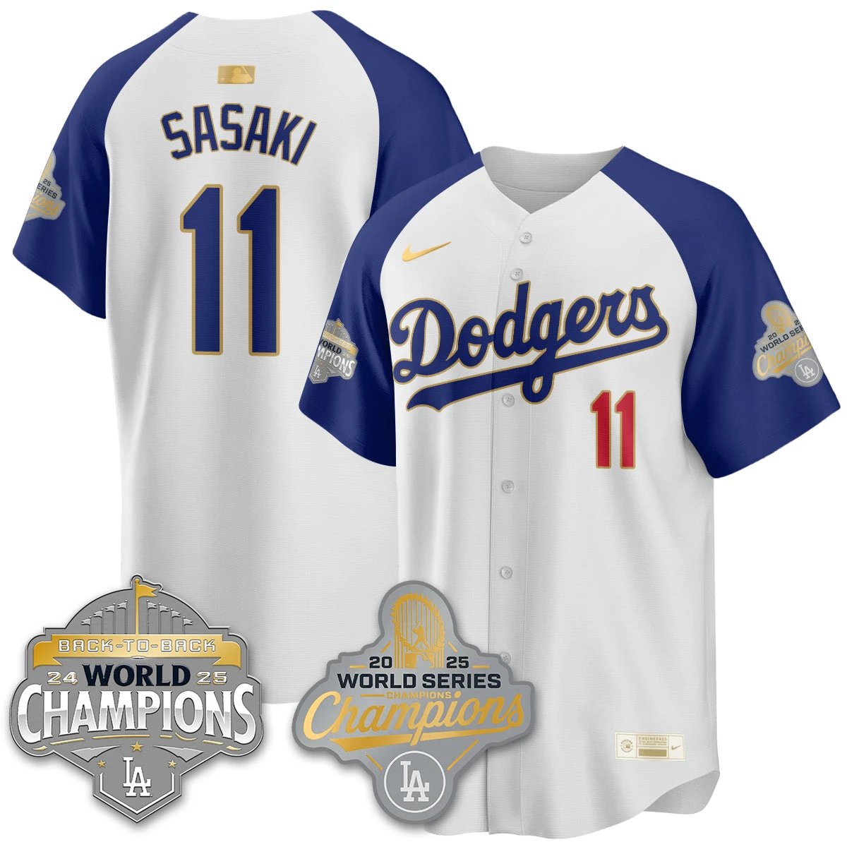 LAD Gold Collection Stadium Vapor Limited Jersey - B2B Champs - All Stitched by Dodgers