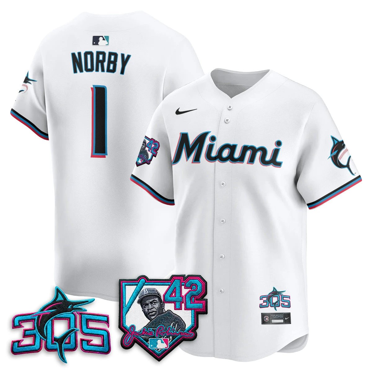 MIA 2026 Jackie Robinson New Era Vapor Limited Jersey - All Stitched by Miami Marlins