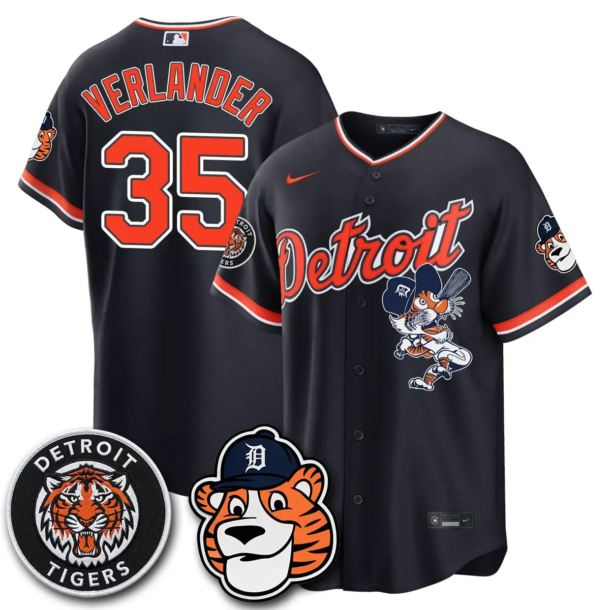DET Paws Edition Vapor Limited Orange Jersey - Stitched by Detroit Tigers