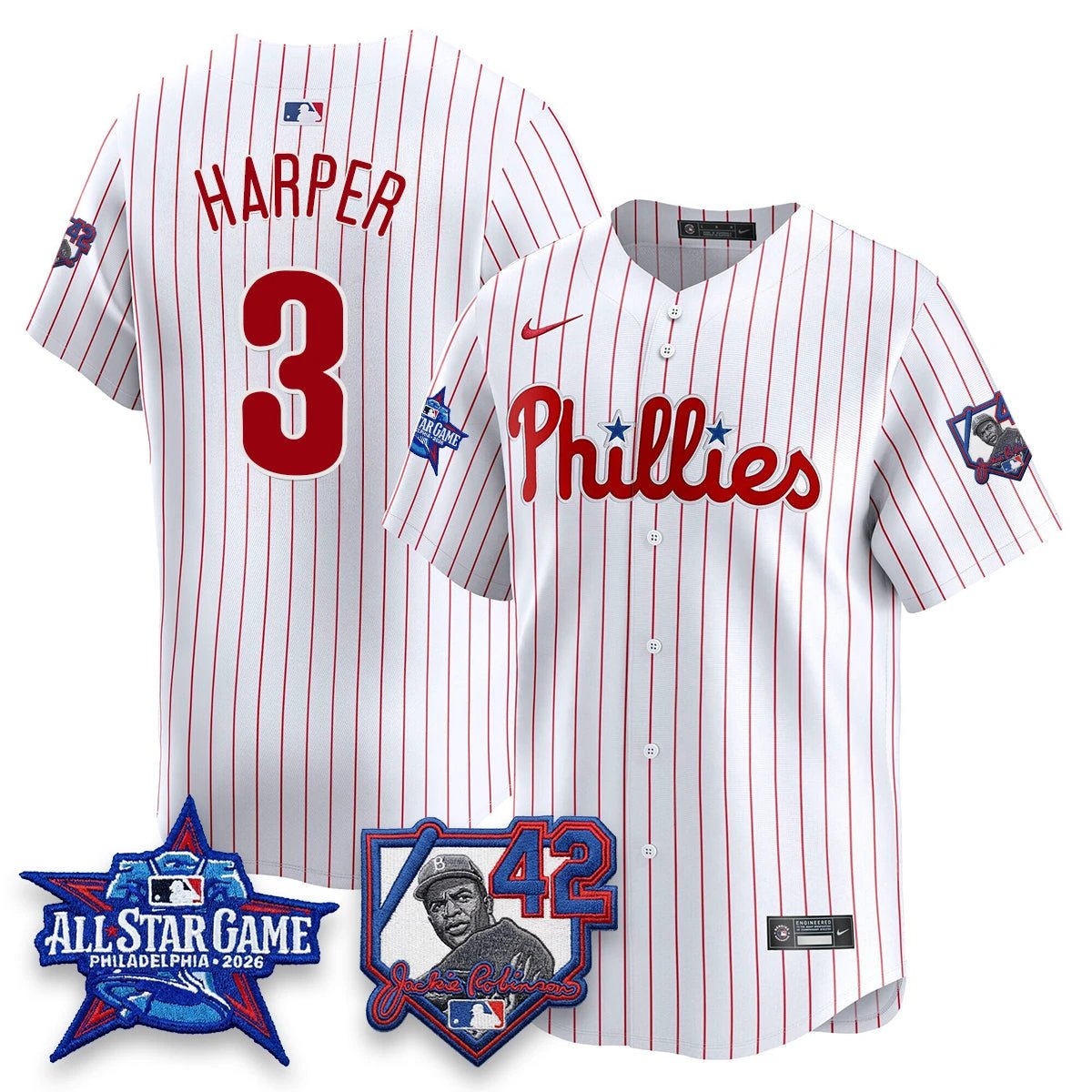 Philadelphia Phillies 2026 Jackie Robinson New Era - All Star Game Vapor Limited Jersey - All Stitched by Philadelphia Phillies