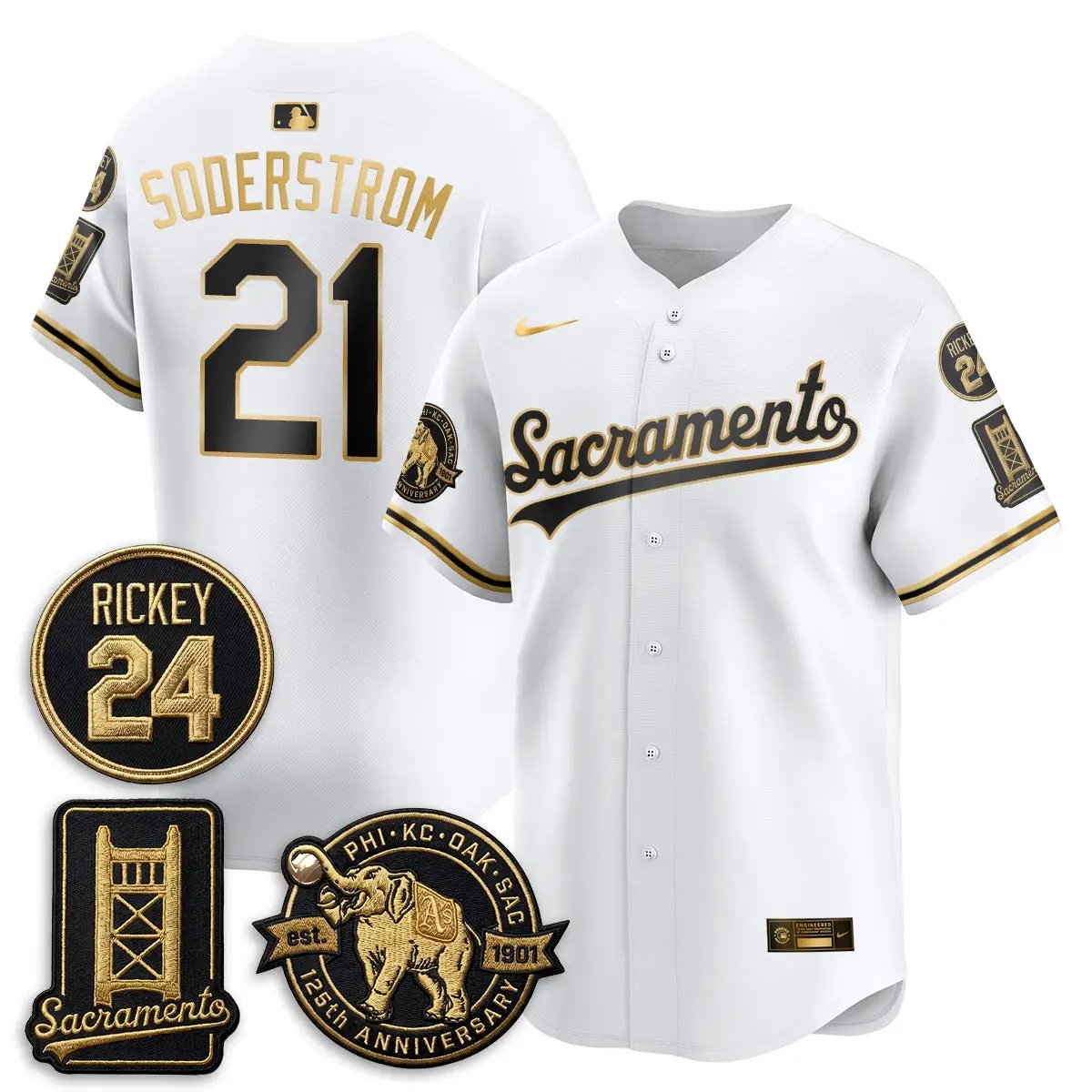 OAK 2026 Alternate Sacramento 125 Years Limited Vapor Gold Edition Jersey - All Stitched by Oakland Athletics