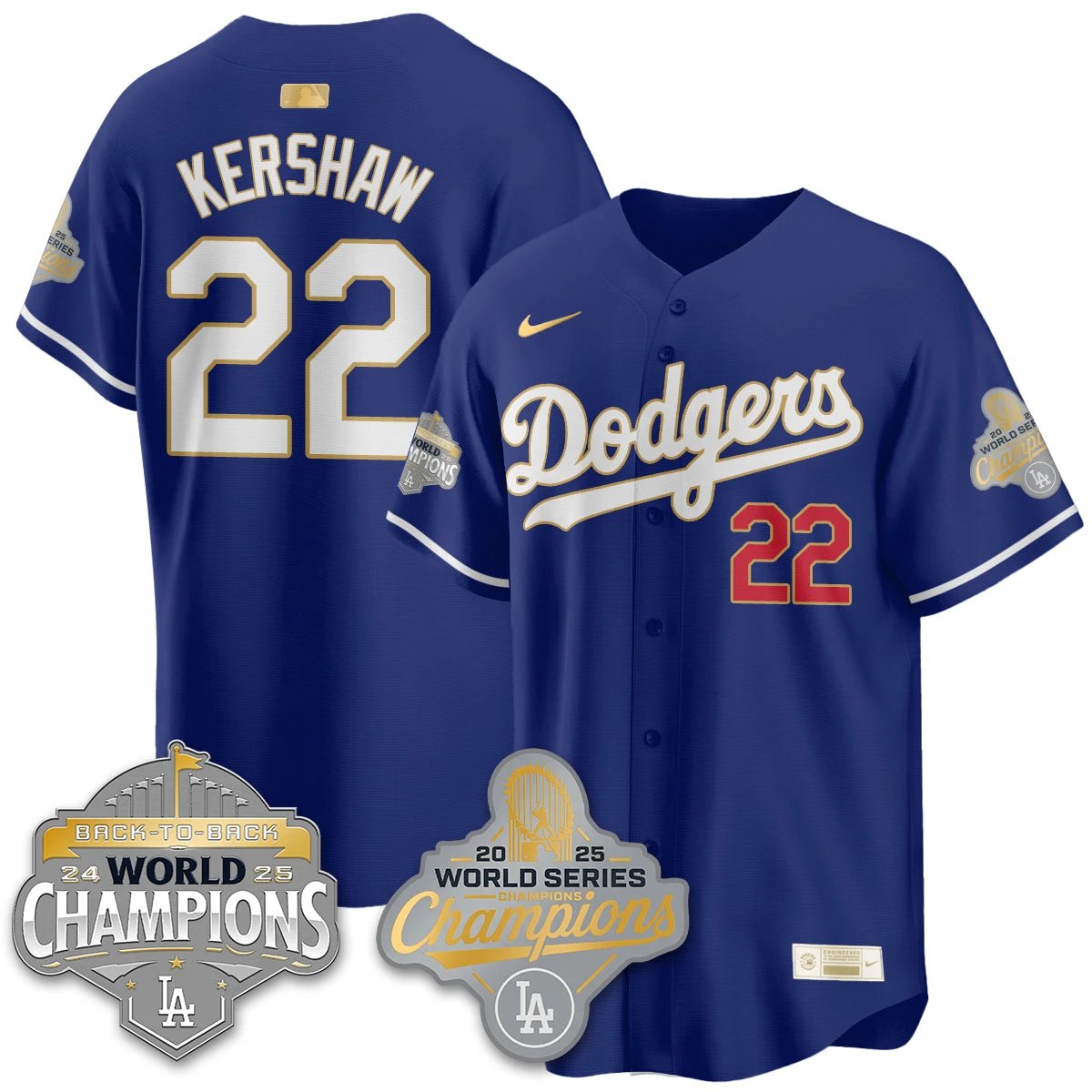 LAD Gold Collection Stadium Vapor Limited Jersey - B2B Champs - All Stitched by Dodgers