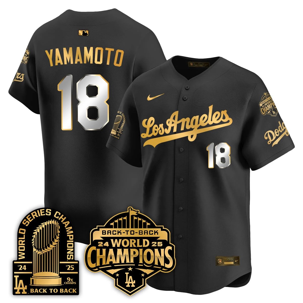 LAD Gold Collection Vapor Limited Jersey - 9x & B2B Champs - All Stitched by Los Angeles Dodgers
