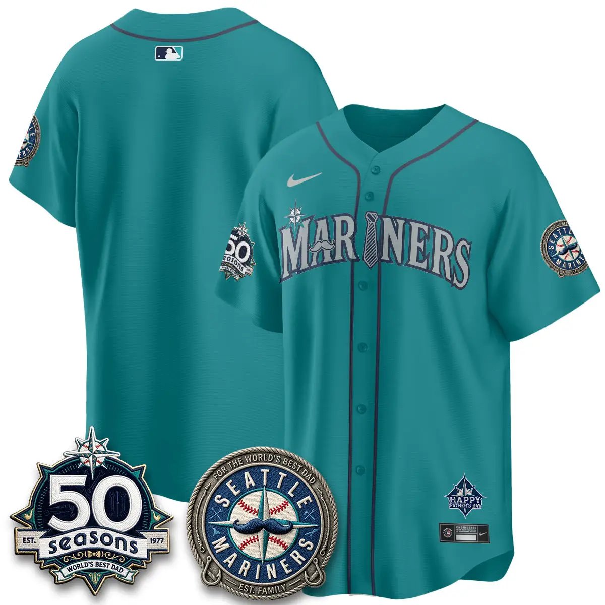 Seattle Mariners Happy Father's Day Vapor Jersey - Stitched by Seattle Mariners