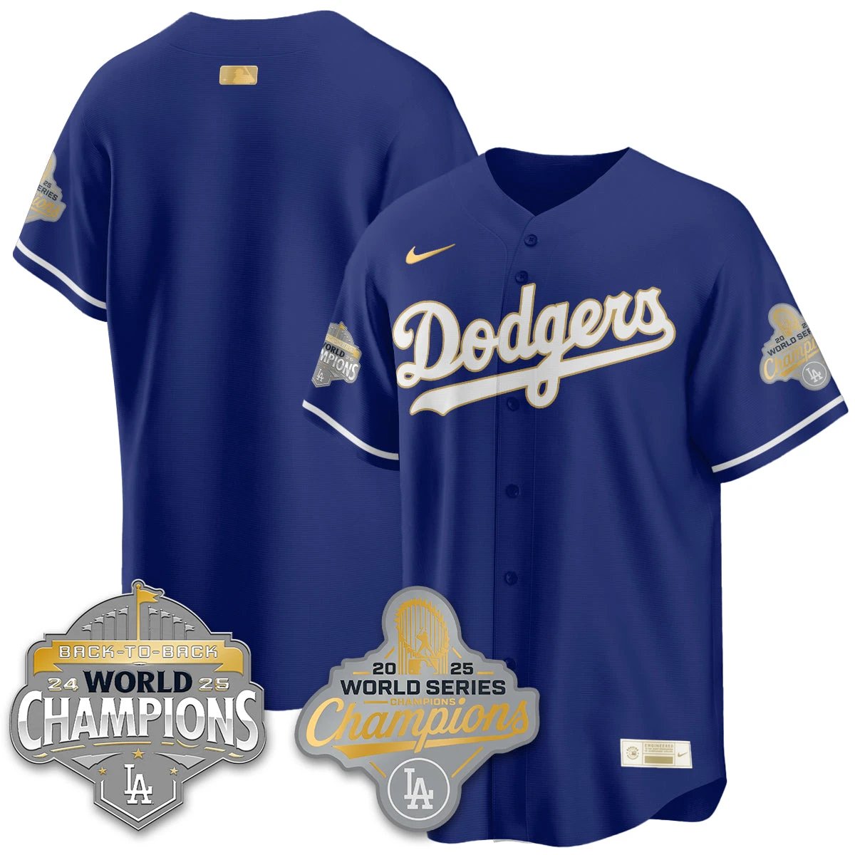 LAD Gold Collection Stadium Vapor Limited Jersey - B2B Champs - All Stitched by Dodgers