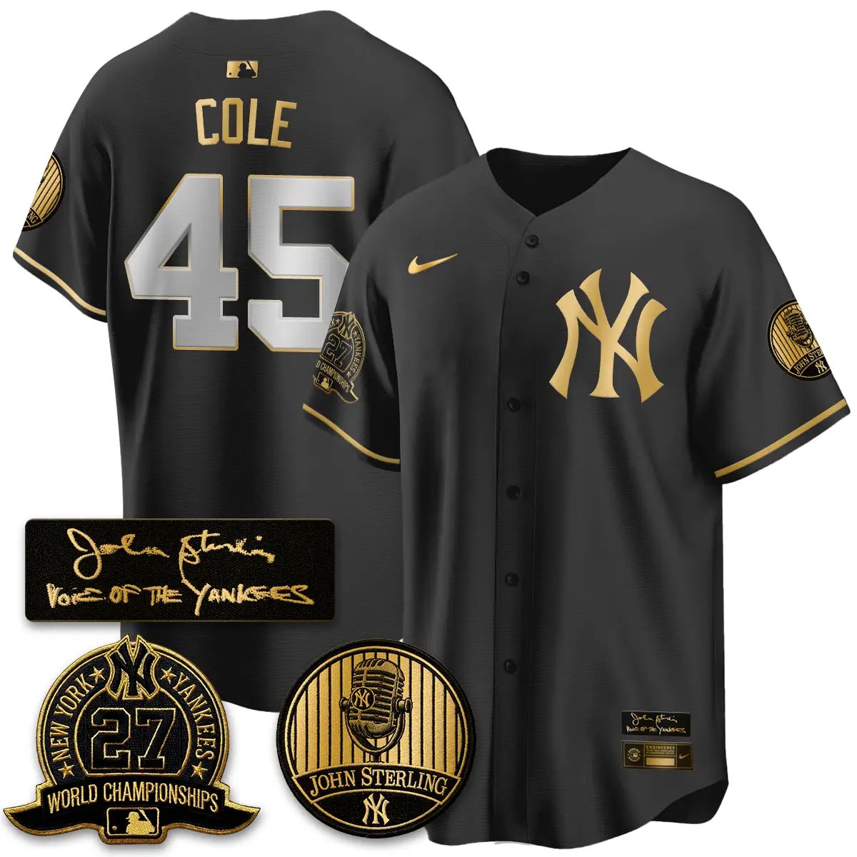 NYY John Sterling Tribute Patch Vapor Premier Limited Jersey - Stitched by New York Yankees