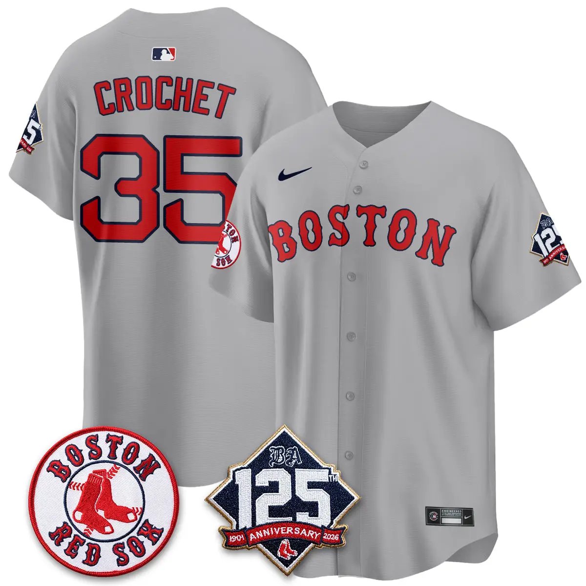 Boston Red Sox 125th Anniversary Patch Vapor Jersey - Stitched by Boston Red Sox