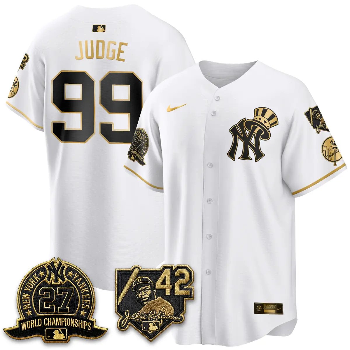 New York Yankees 2026 Jackie Robinson Day Vapor Limited Gold Edition Jersey - All Stitched - V2 by New York Yankees