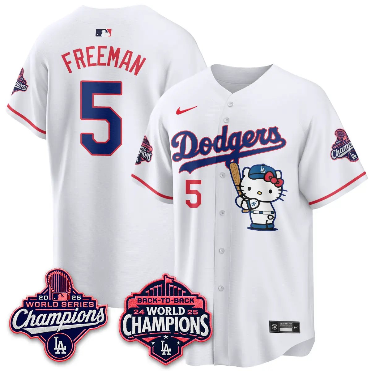 LAD x Hello Kitty Night 2026 Vapor White Jersey - All Stitched by Los Angeles Dodgers