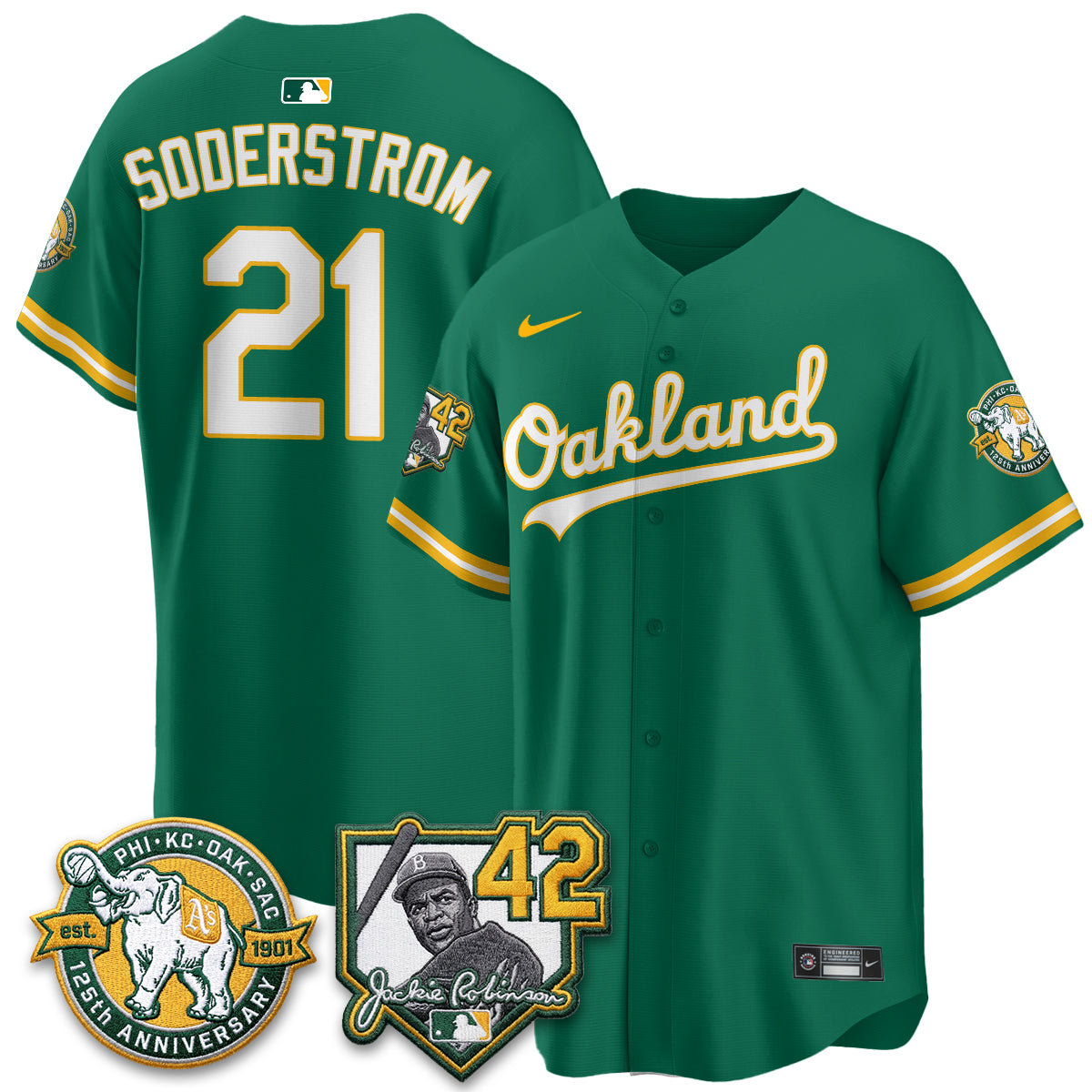 Oakland Athletics 2026 Jackie Robinson Day - Celebrating 125 Years Limited Vapor Jersey - All Stitched by Oakland Athletics