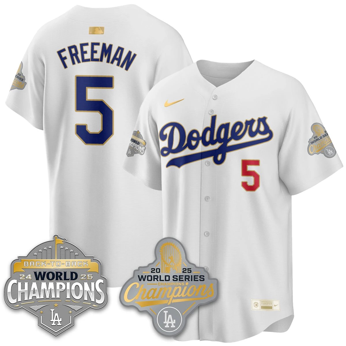 LAD Gold Collection Stadium Vapor Limited Jersey - B2B Champs - All Stitched by Dodgers