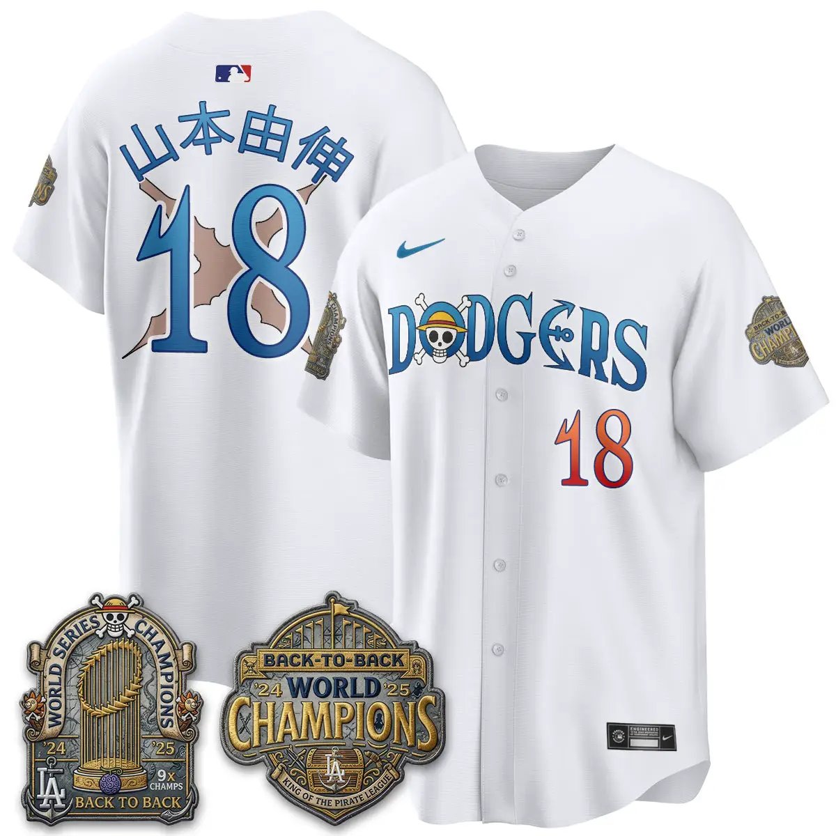 LAD Japanese Cartoon Vapor Limited Jersey - Stitched by Los Angeles Dodgers
