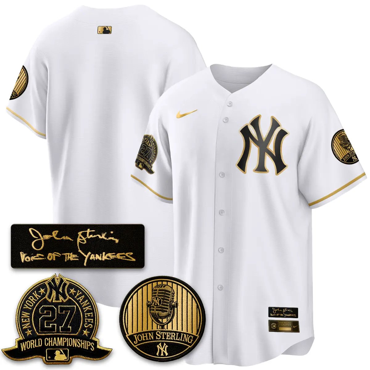 NYY John Sterling Tribute Patch Vapor Premier Limited Jersey - Stitched by New York Yankees