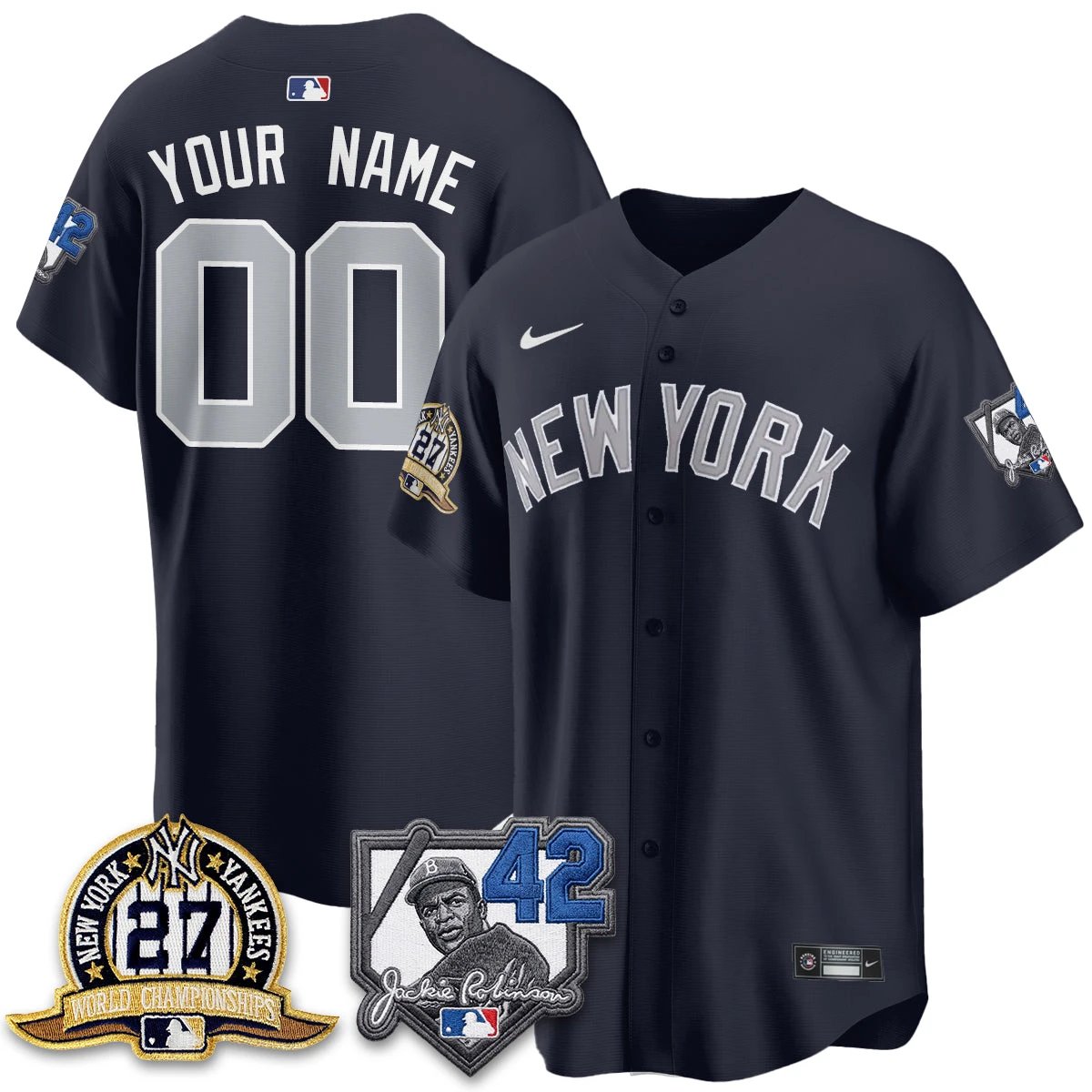 New York Yankees 2026 Jackie Robinson Day Vapor Limited Custom Jersey - All Stitched by New York Yankees