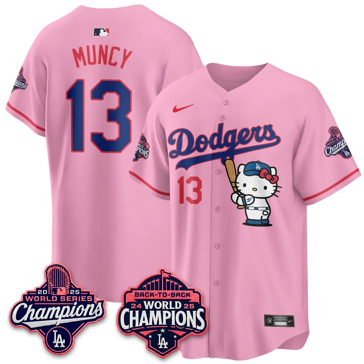 LAD x Hello Kitty Night 2026 Vapor White Jersey - All Stitched by Los Angeles Dodgers