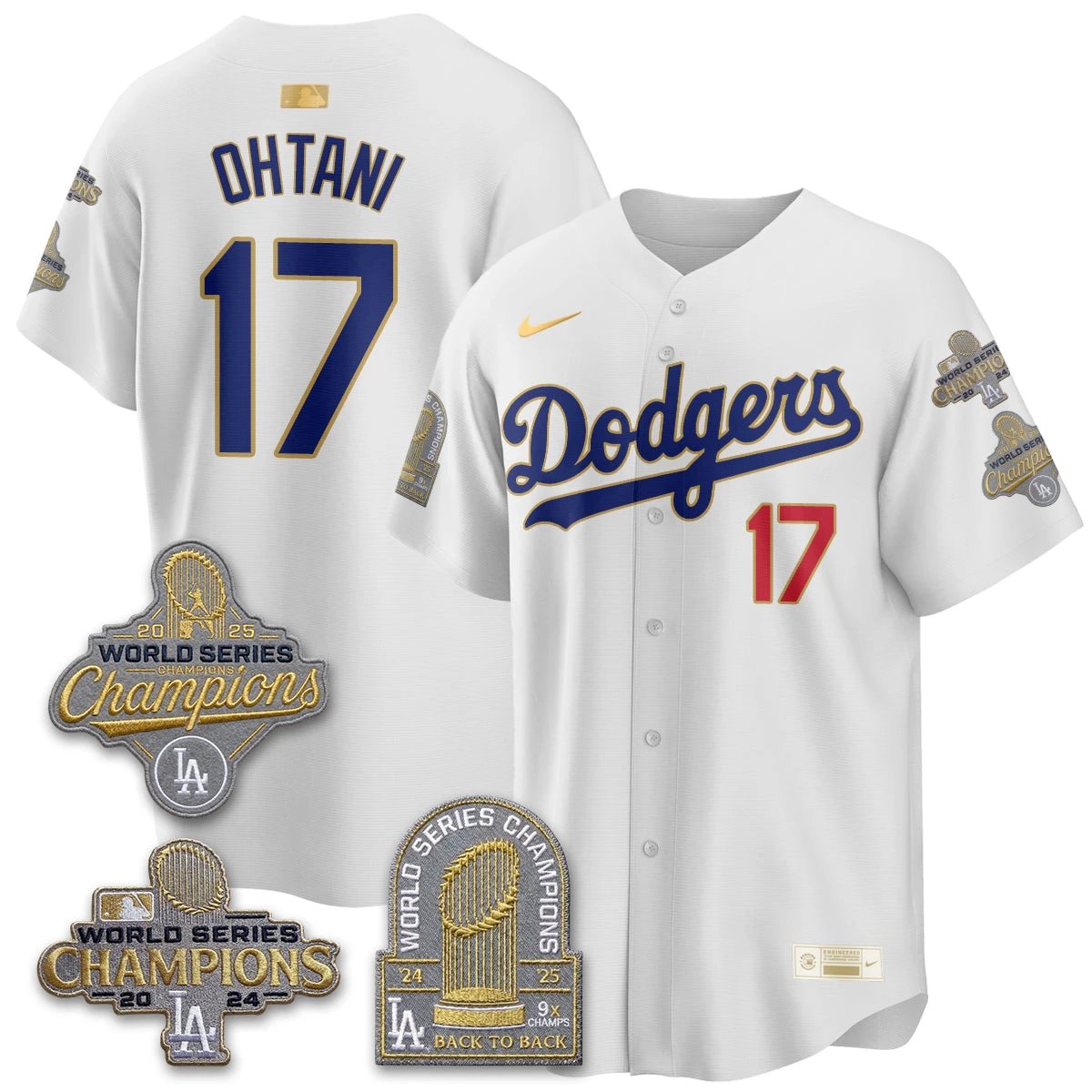 Los Angeles Dodgers Gold Collection Stadium Vapor Limited Jersey - Back to Back 9x Champs - All Stitched by Los Angeles Dodgers