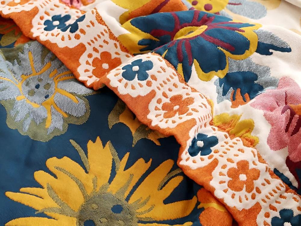 Bright Flower Cotton Blanket by Casa & Beyond