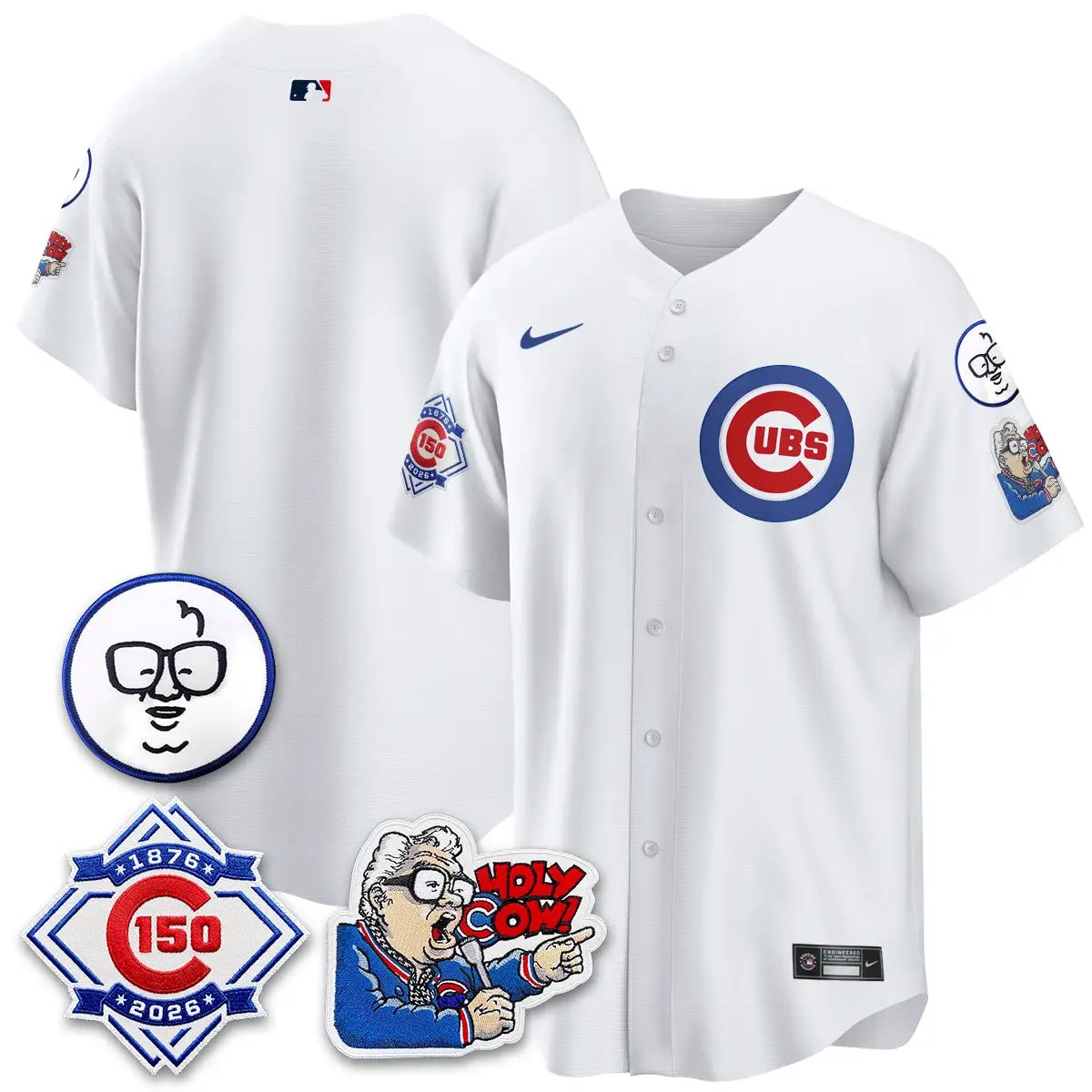 Chicago Cubs 150th Anniversary Harry Caray Holy Cow Vapor Premier Limited Jersey - All Stitched V2 by Chicago Cubs