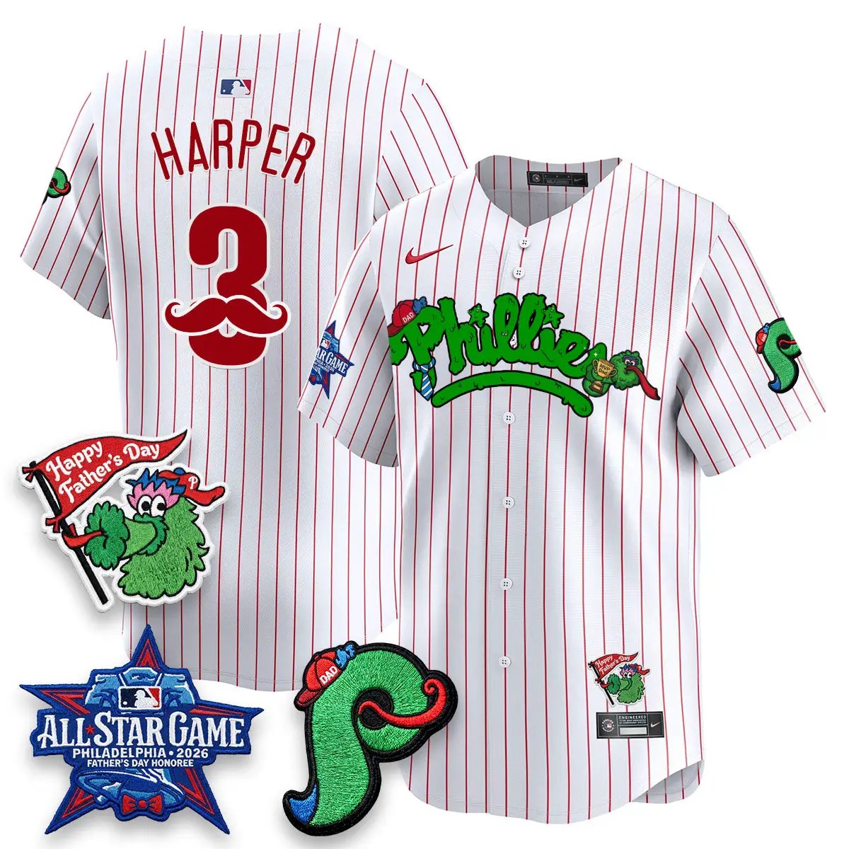 PHI Happy Father's Day Vapor Jersey - Stitched by Philadelphia Phillies
