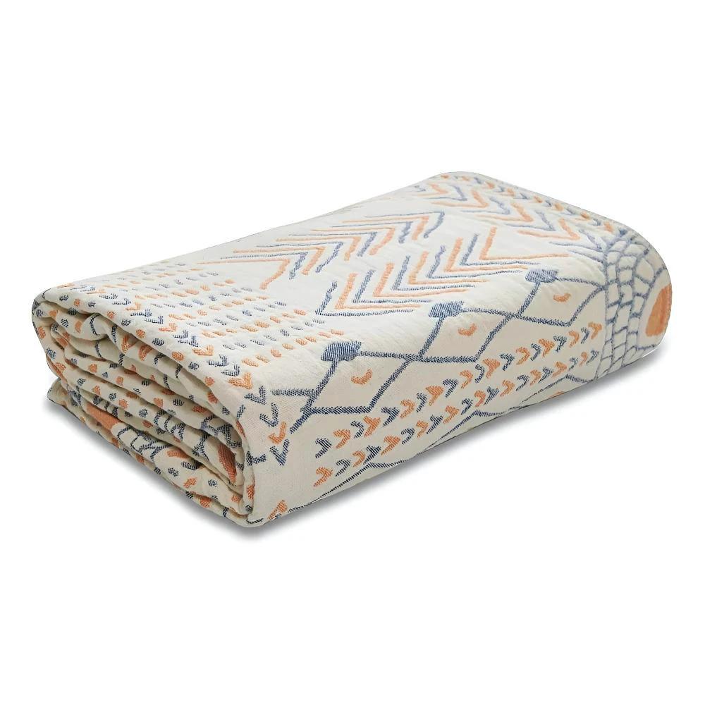 Reversible Chic Cotton Throw Blanket by Casa & Beyond