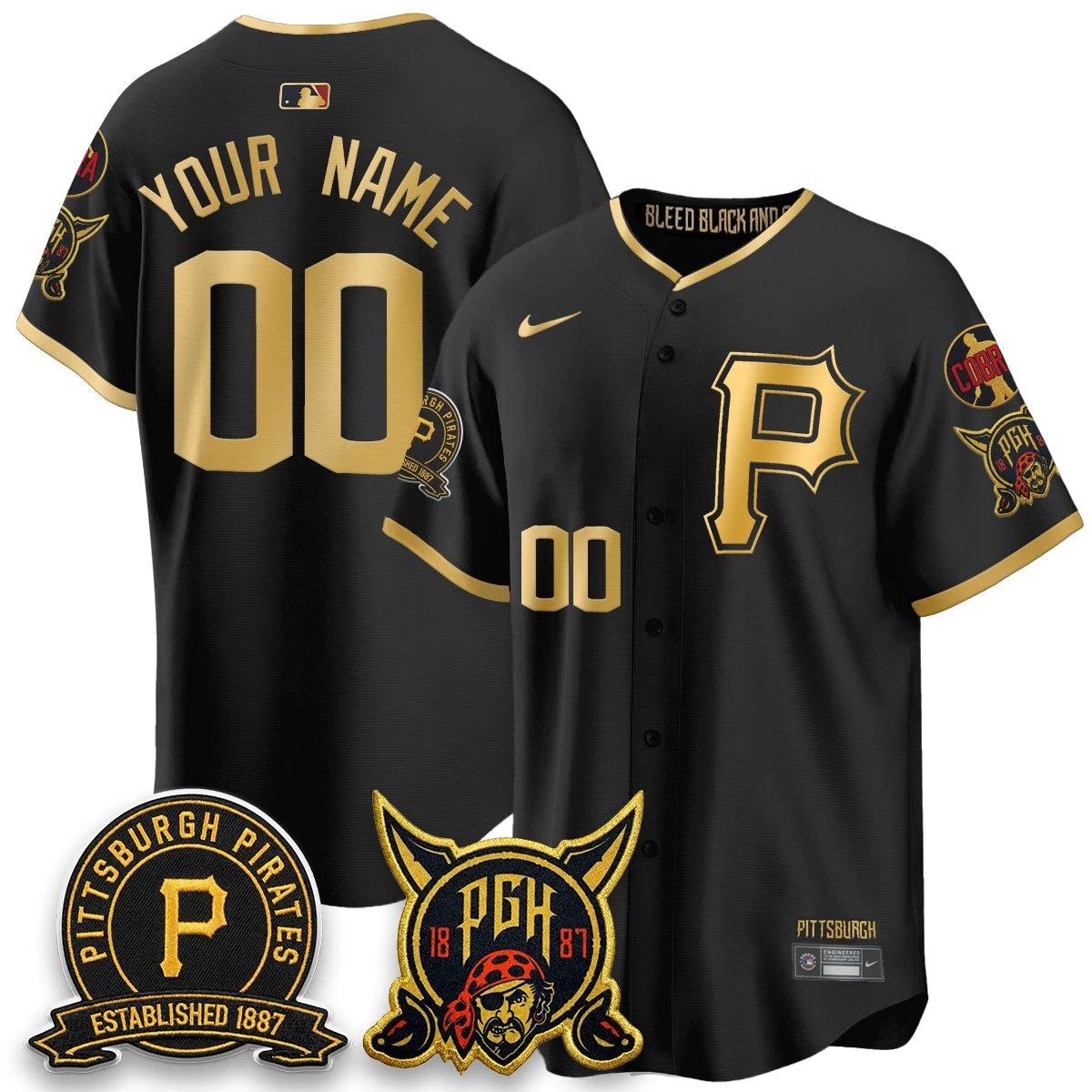Pittsburgh Pirates Vapor Limited Custom Jersey - Cobra & Est 1887 Patch - All Stitched by Pittsburgh Pirates