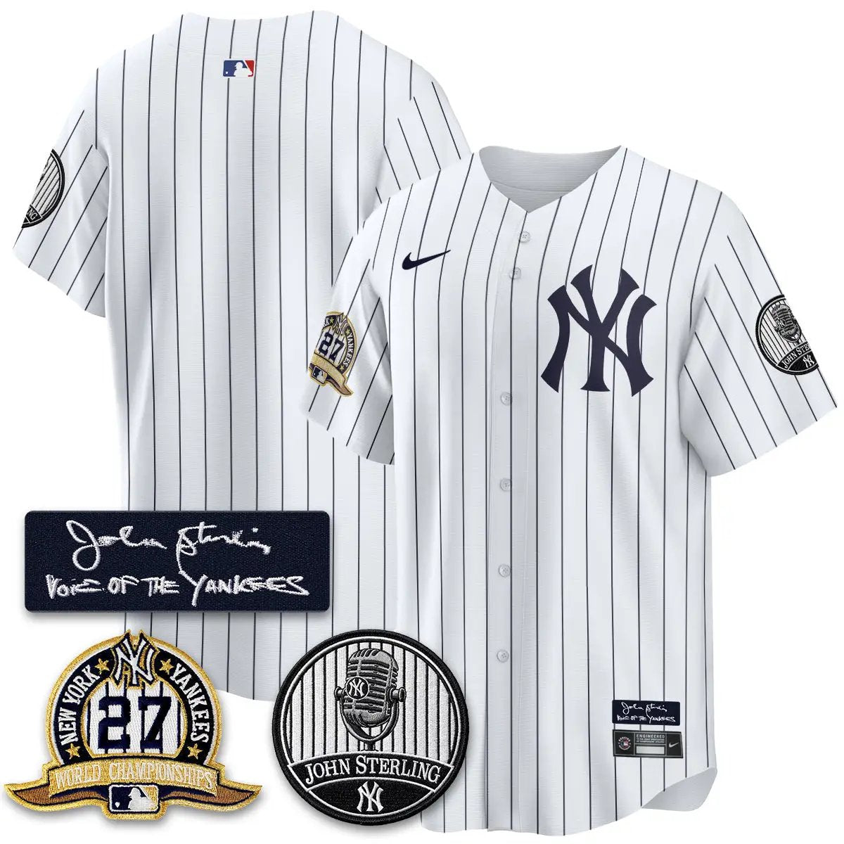 NYY John Sterling Tribute Patch Vapor Premier Limited Jersey - Stitched by New York Yankees