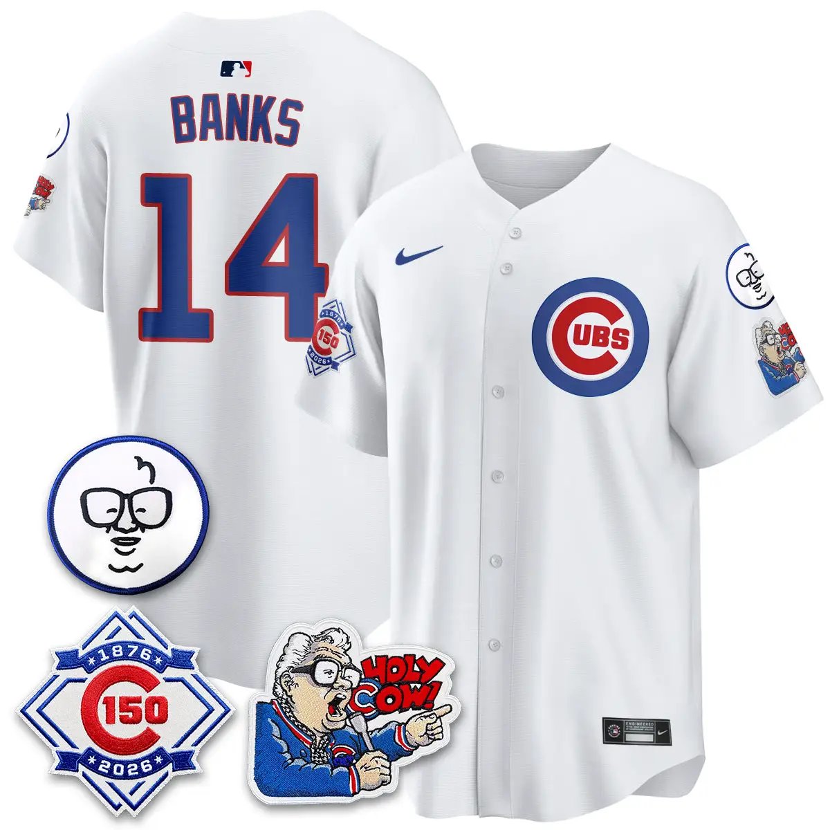 Chicago Cubs 150th Anniversary Harry Caray Holy Cow Vapor Premier Limited Jersey - All Stitched V2 by Chicago Cubs