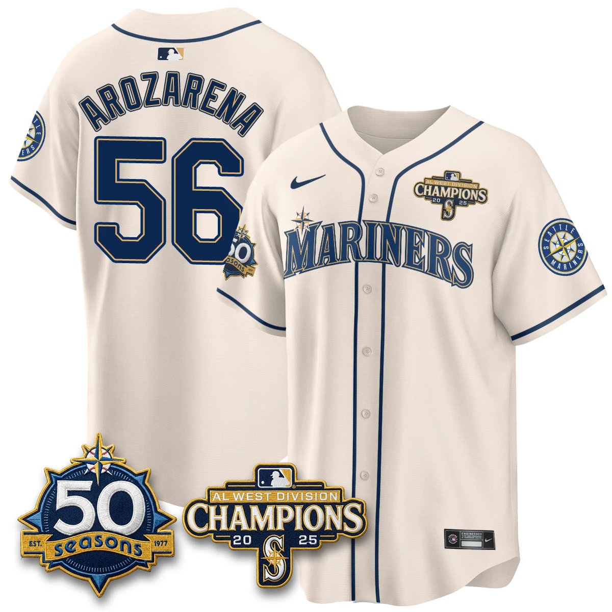 Seattle Mariners Vapor Premier Limited Jersey - 50th Anniversary & AL West Division Champions - Steelheads Community Funds - All Stitched by Seattle Mariners