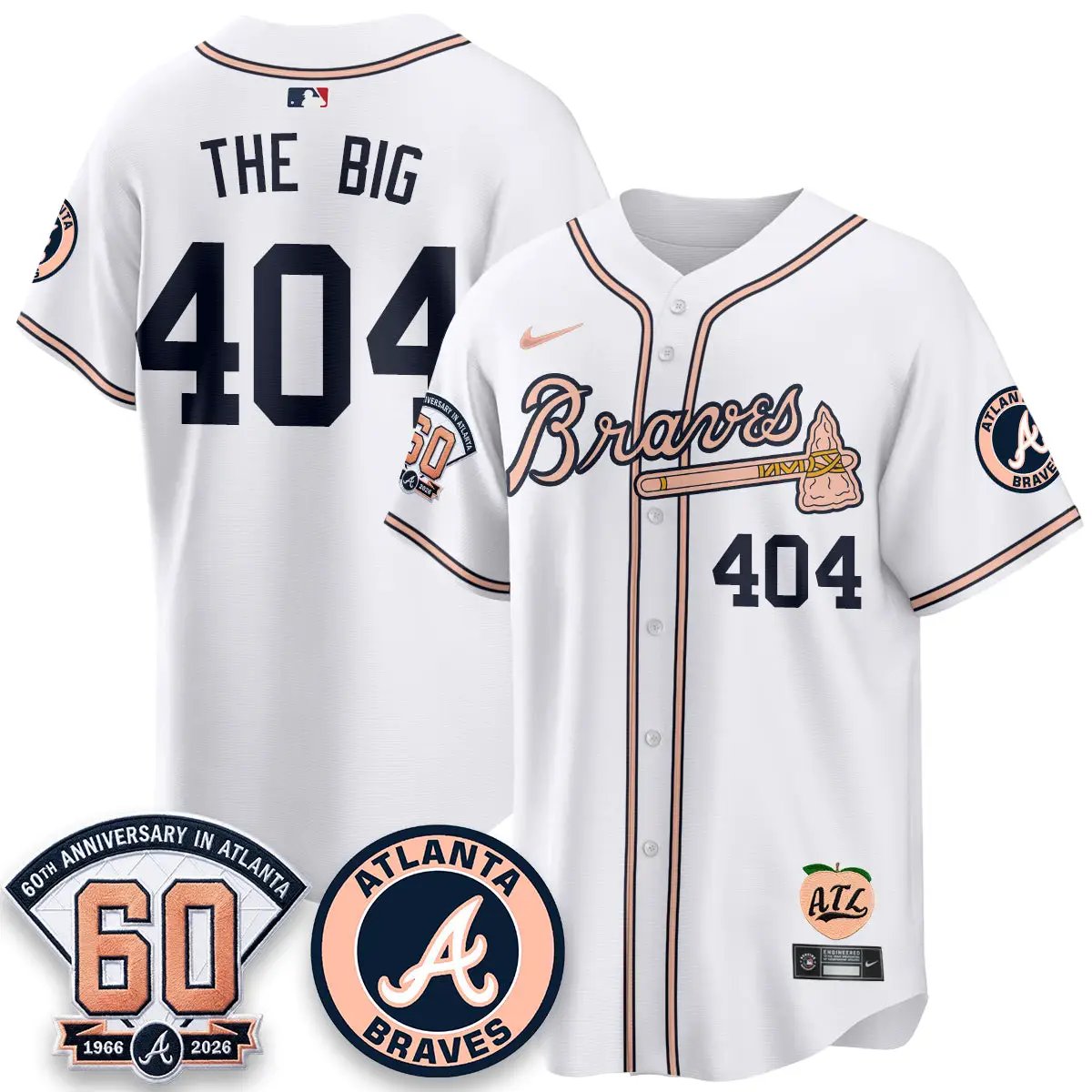 ATL 60th Anniversary Peach Edition - Stitched (2) by Atlanta Braves